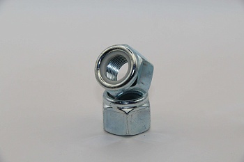 Комплект гаек 14х1,5 с белым нейлоновым кольцом самоконтрящихся высоких цинк 5 шт